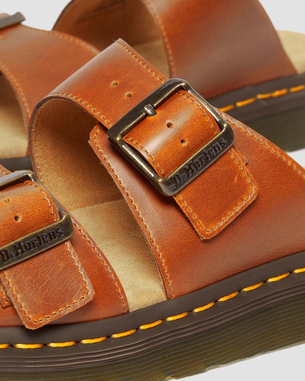 Sandalias Dr Martens Josef Analine Leather Buckle Slide Hombre Marrones | 80790474