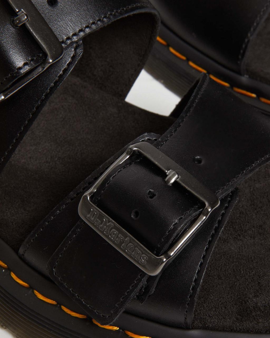 Sandalias Dr Martens Josef Analine Leather Buckle Slide Hombre Negras | 59884637