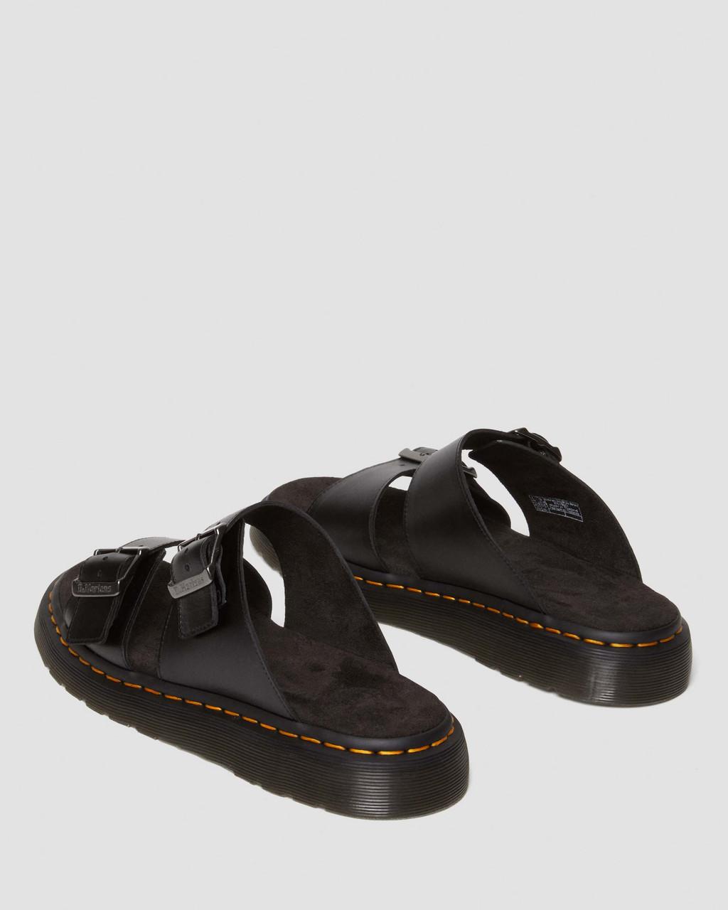 Sandalias Dr Martens Josef Analine Leather Buckle Slide Hombre Negras | 59884637