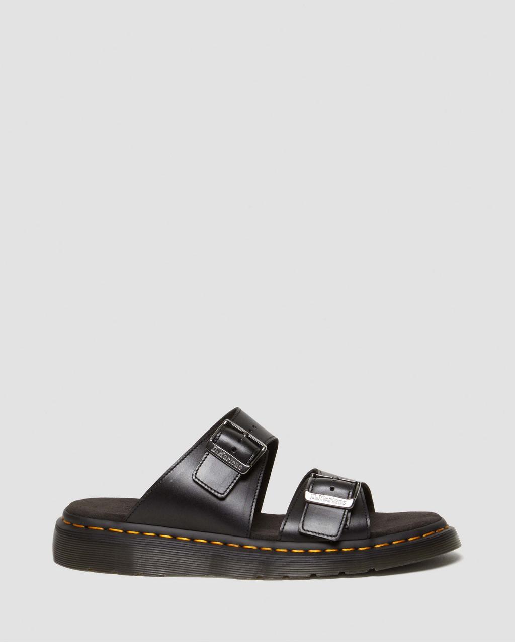 Sandalias Dr Martens Josef Analine Leather Buckle Slide Hombre Negras | 59884637