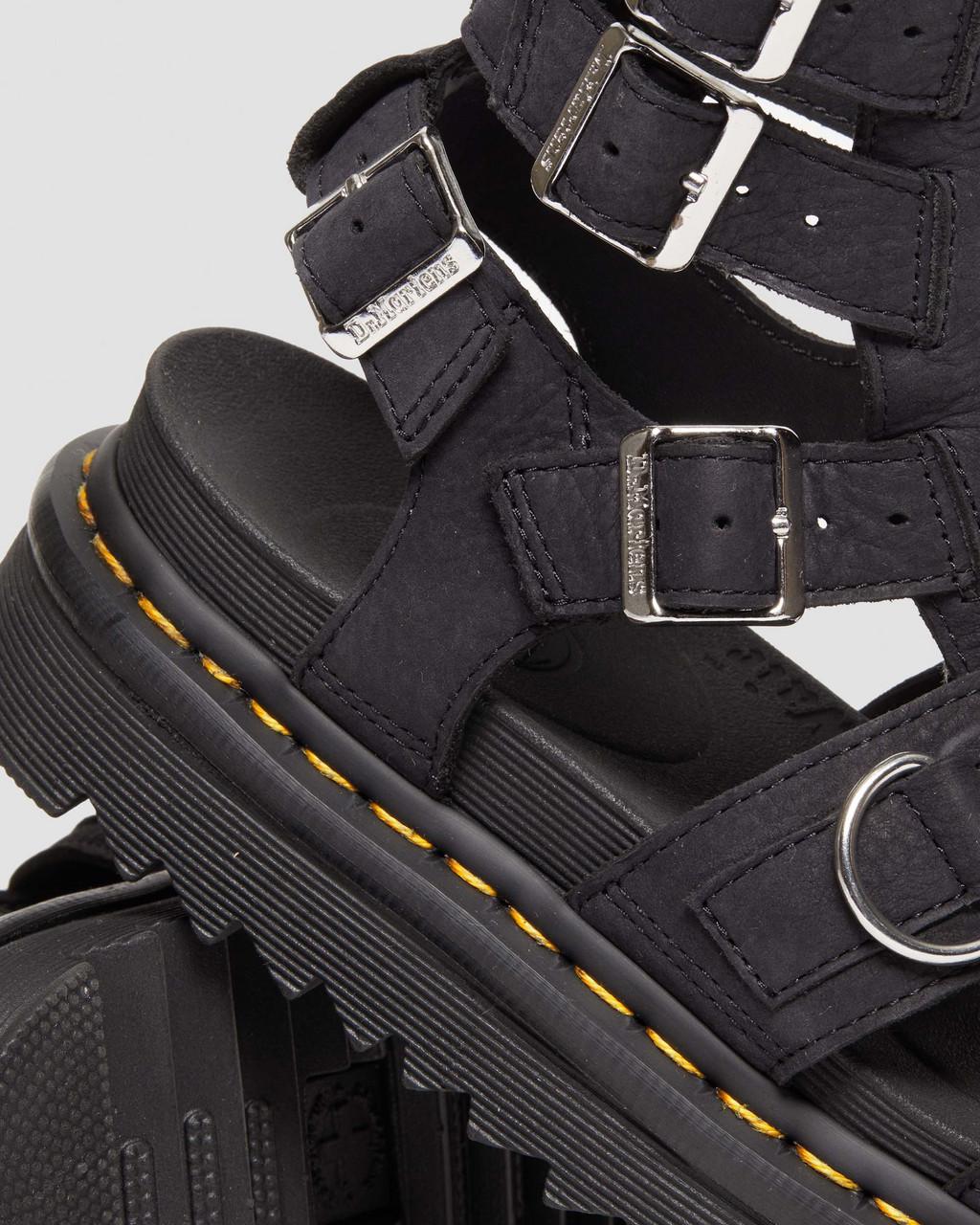 Sandalias Dr Martens Olson Tumbled Nubuck Leather Gladiator Zip Mujer Negras | 25615448