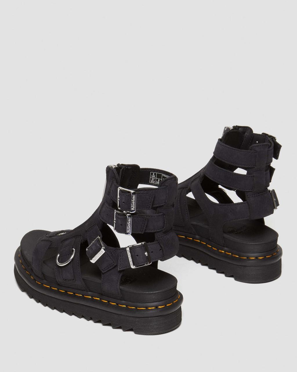 Sandalias Dr Martens Olson Tumbled Nubuck Leather Gladiator Zip Mujer Negras | 25615448