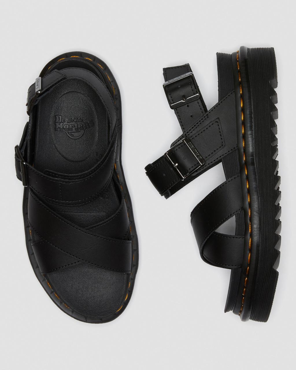 Sandalias Dr Martens Voss II Leather Strap Mujer Negras | 99027825