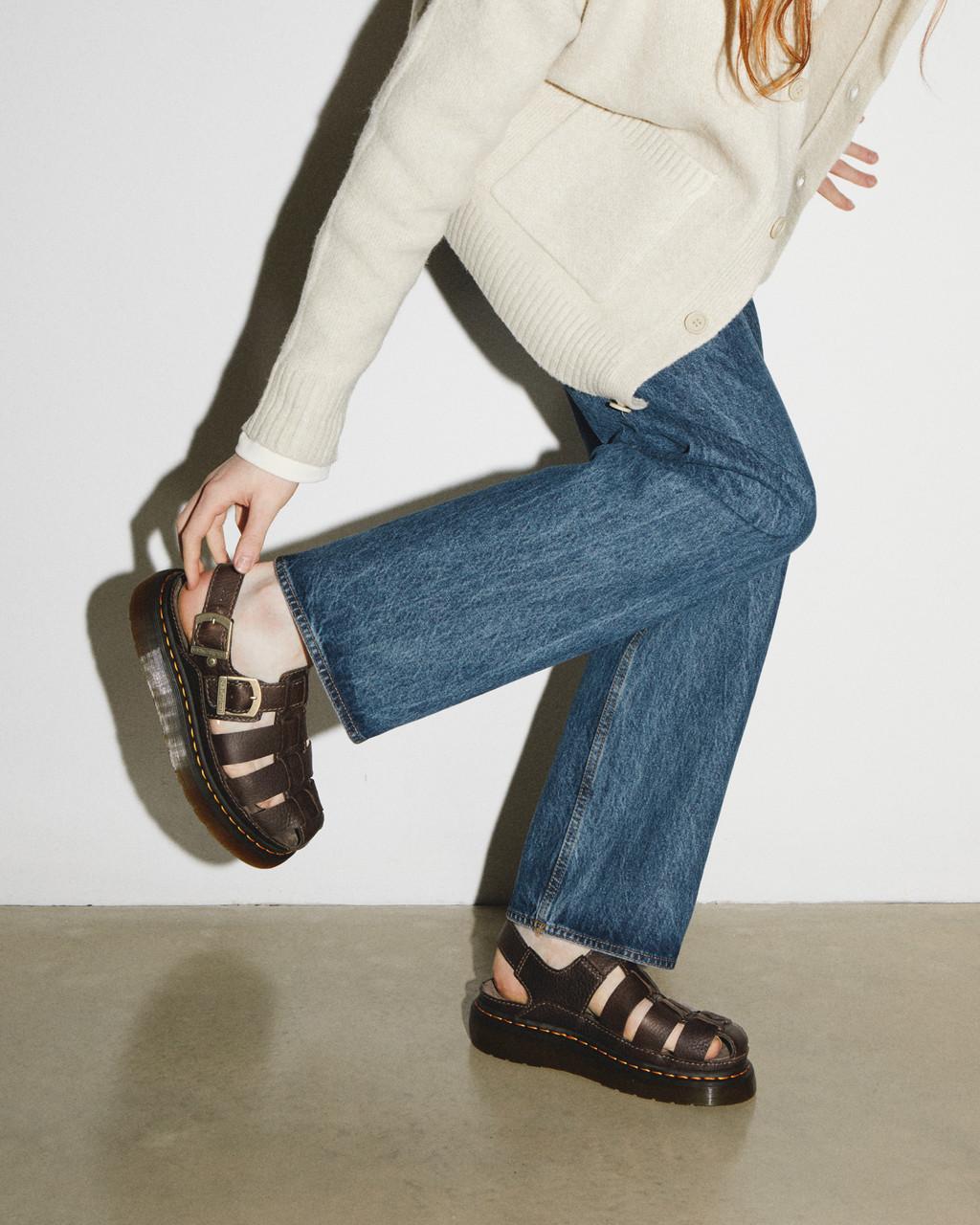 Sandalias Dr Martens Wrenlie Grizzly Leather Fisherman Mujer Marrones | 89094395