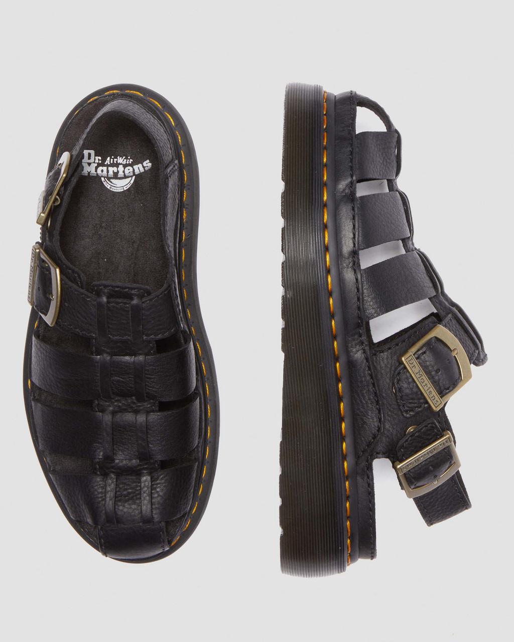 Sandalias Dr Martens Wrenlie Grizzly Leather Fisherman Hombre Negras | 26297469