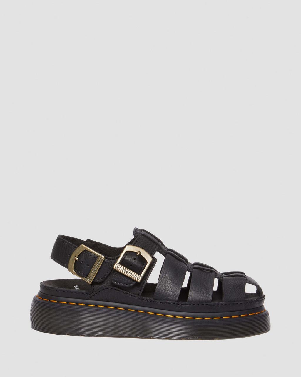 Sandalias Dr Martens Wrenlie Grizzly Leather Fisherman Hombre Negras | 26297469
