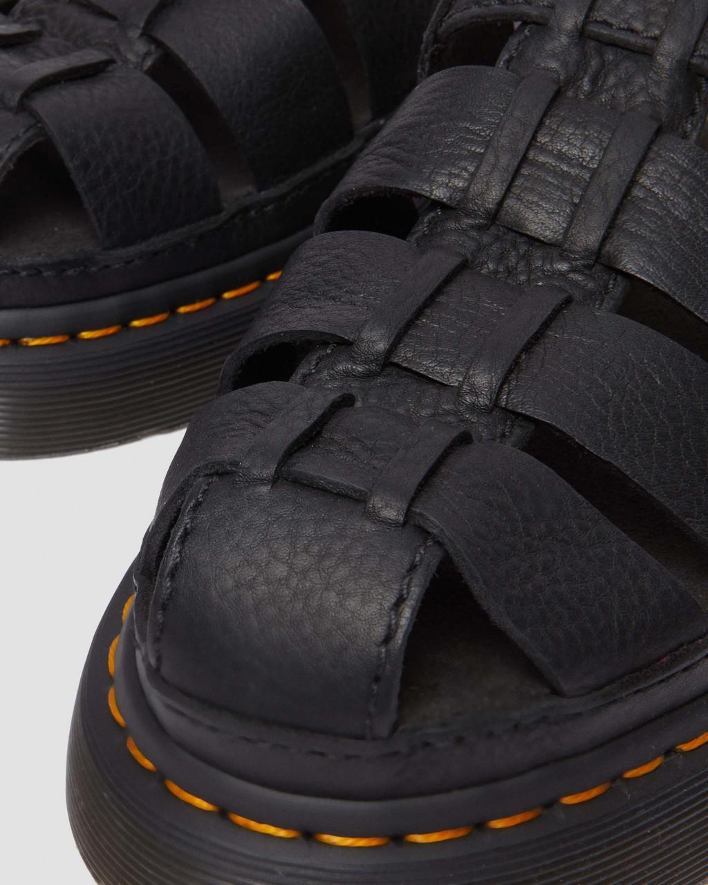 Sandalias Dr Martens Wrenlie Grizzly Leather Fisherman Hombre Negras | 26297469