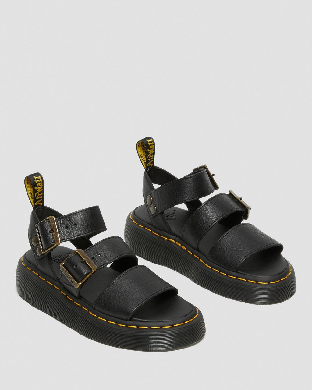 Sandalias Plataforma Dr Martens Gryphon Pisa Leather Mujer Negras | 84398762