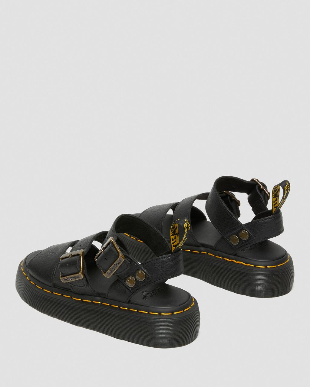 Sandalias Plataforma Dr Martens Gryphon Pisa Leather Mujer Negras | 84398762