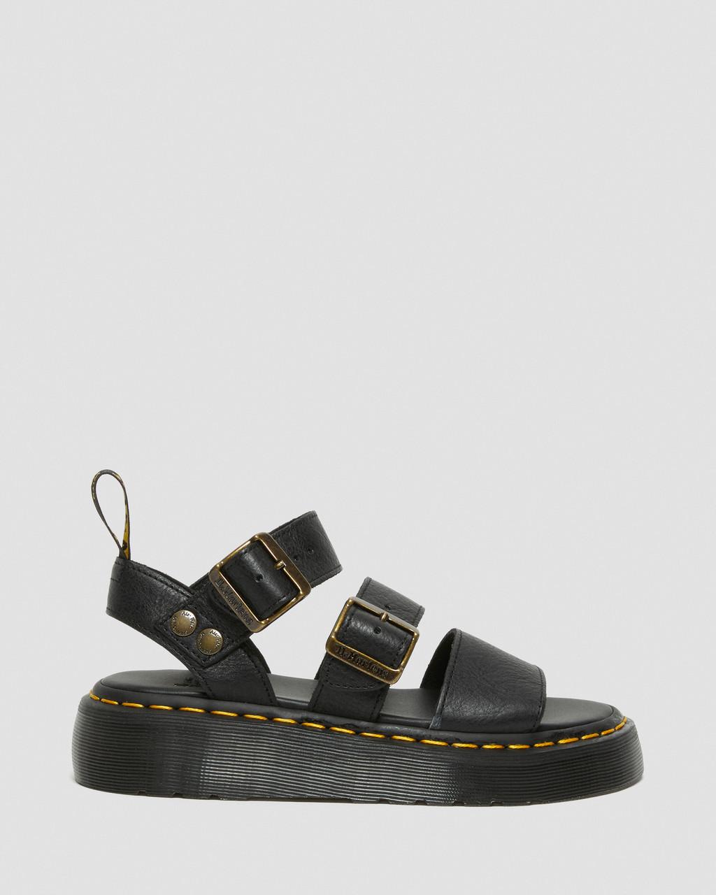 Sandalias Plataforma Dr Martens Gryphon Pisa Leather Mujer Negras | 84398762