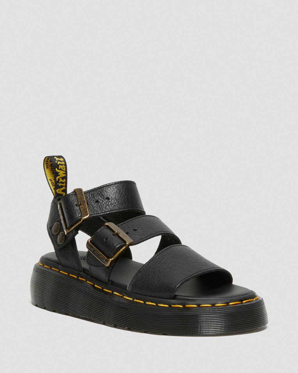 Sandalias Plataforma Dr Martens Gryphon Pisa Leather Mujer Negras | 84398762