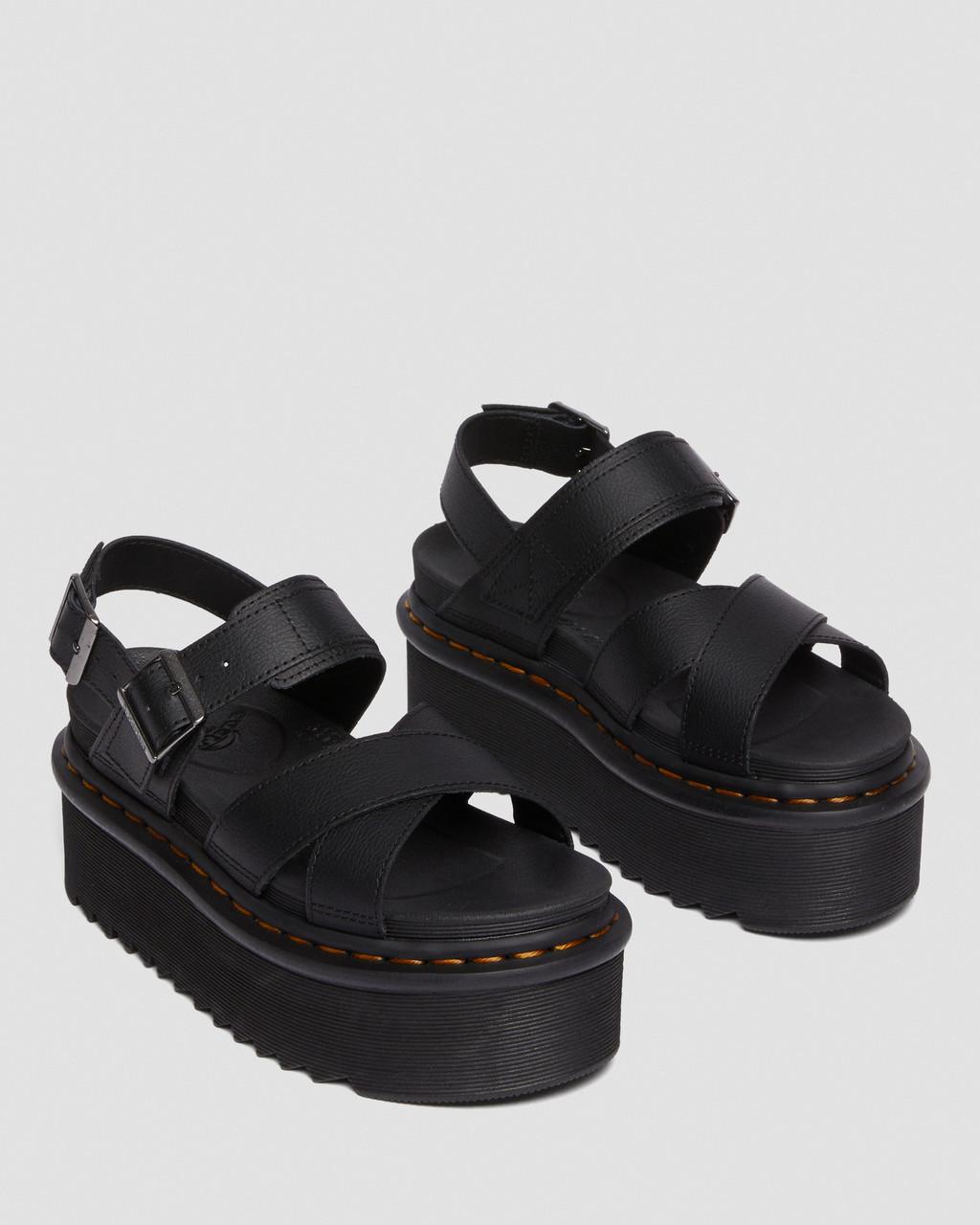 Sandalias Plataforma Dr Martens Voss II Athena Leather Strap Mujer Negras | 96076205