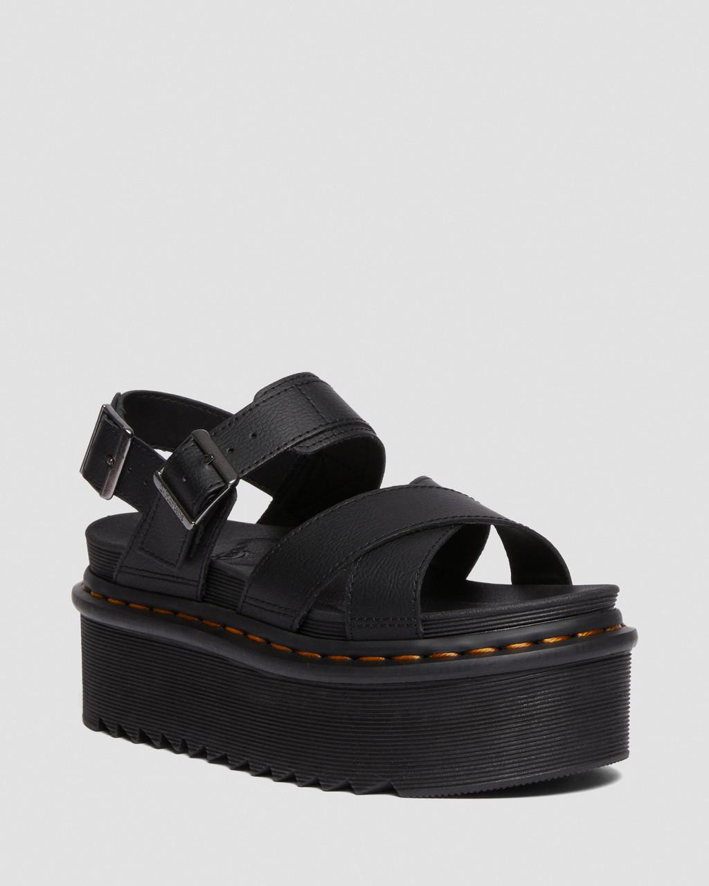 Sandalias Plataforma Dr Martens Voss II Athena Leather Strap Mujer Negras | 96076205