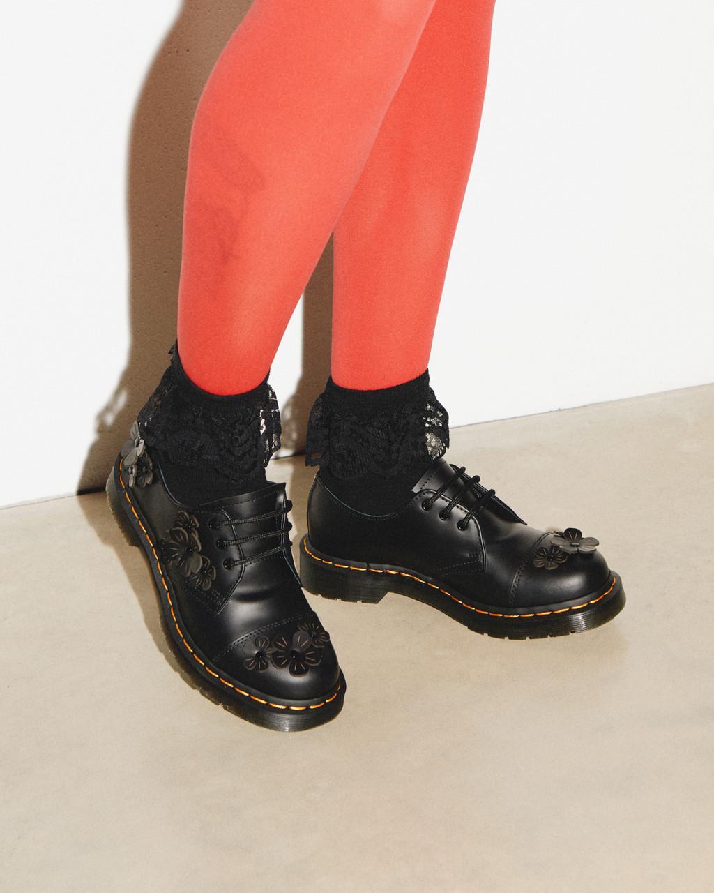 Zapatos Oxford Dr Martens 1461 Flower Applique Leather Mujer Negras | 23897025