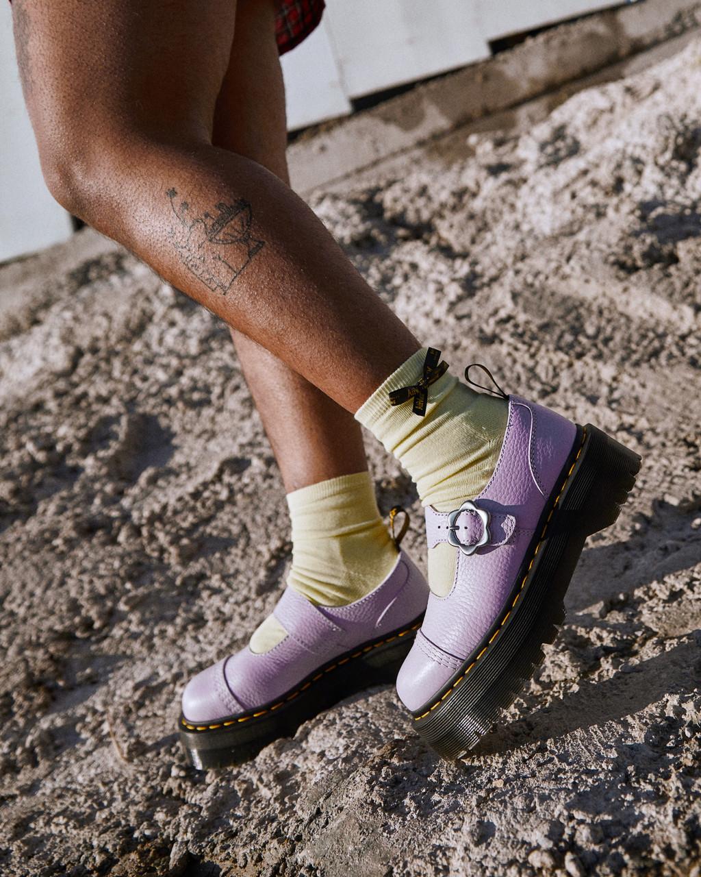 Zapatos Plataforma Dr Martens Addina Flower Buckle Leather Mujer Moradas | 23174663